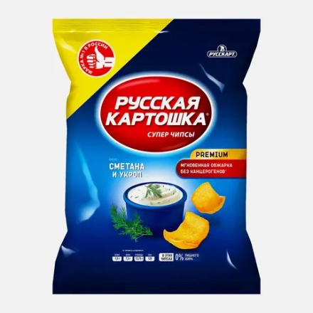 Чипсы Русская картошка Сметана и укроп 80г