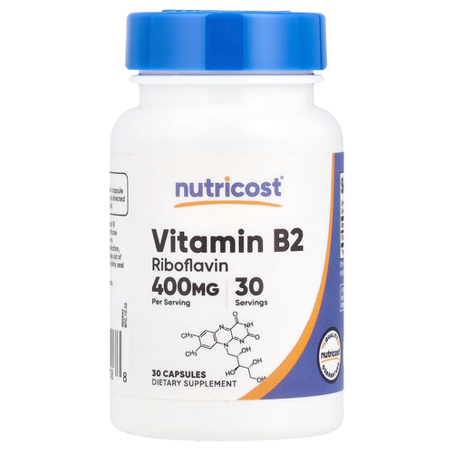 Nutricost, Витамин B2, 400 мг, 30 капсул
