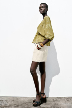 ZARA ЖАККАРДОВЫЙ ТОП, ХАКИ