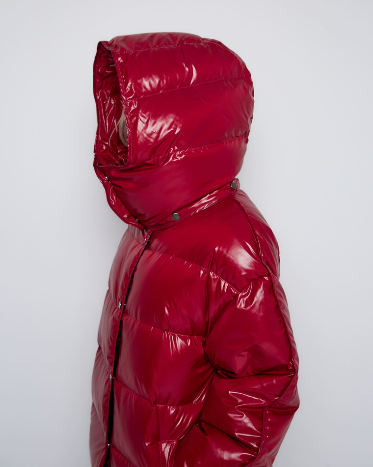 Пуховик со съемным капюшоном из нейлона Монклер вишня