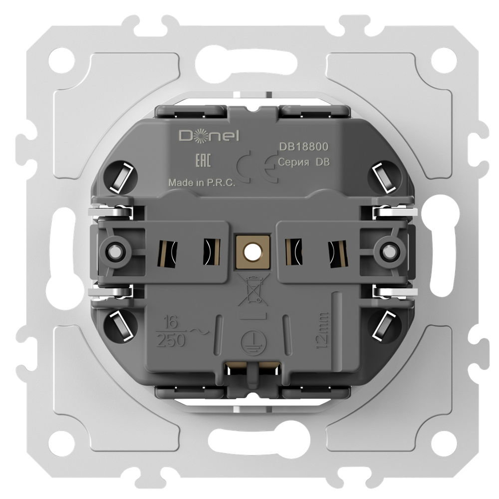 Механизм розетки Schuko с заземлением 16А 250В~ на винтах, серия DB