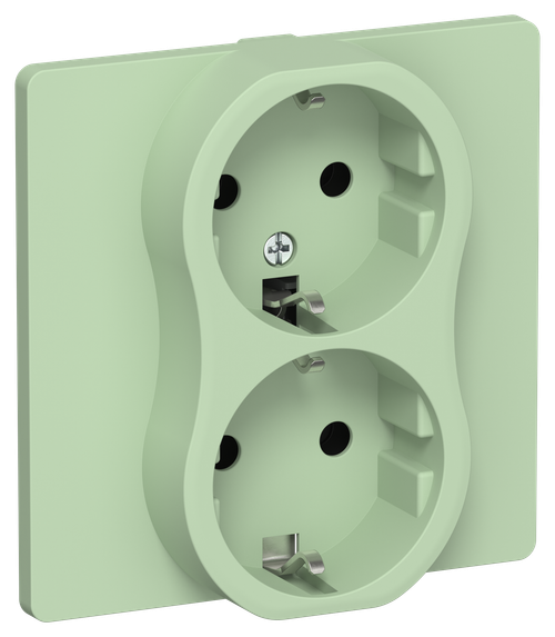 FLITE Розетка 2-местная с заземлением без защитных шторок безвинтовое крепление 16А РС12-1-К-ФлФ фисташковый IEK