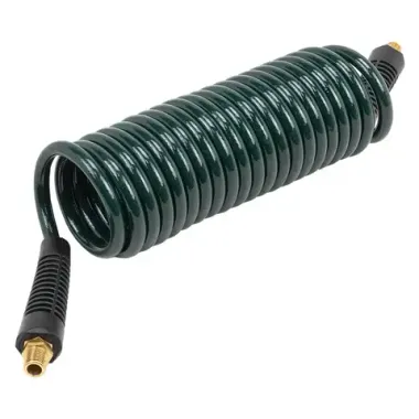 Шланг витой полиуретановый 6.5мм х 10мм х 5м с резьбовыми наконечниками 1/4''(max давление 15бар, раб. t от -20 до +60°С) RockFORCE RF-AHC-48A