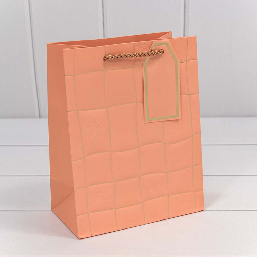 Пакет подарочный 18х23х10см "Волнистый узор" с тиснением (Оранжевый)