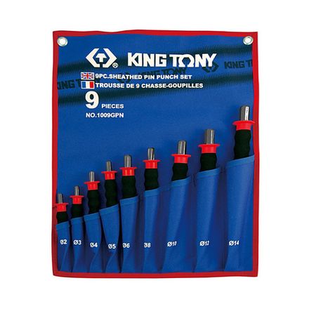 Цена на KING TONY (1009GPN) Набор выколоток с протектором, чехол из теторона, 9 предметов