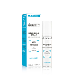 Питательный крем С НИАЦИНАМИДОМ - 6% NIACINAMIDE & H.A. - NOURISHING CREAM 50 ml от Elementrè Dermo Cosmetics, Швейцария, интенсивно увлажняет и питает кожу, помогает укреплять защитный барьер кожи, уменьшает ощущение сухости и стянутости, способствует улучшению текстуры и тонуса кожи, делает кожу более гладкой, мягкой и ухоженной