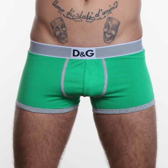 Мужские трусы боксеры зеленые с серой резинкой D&G Green Boxer