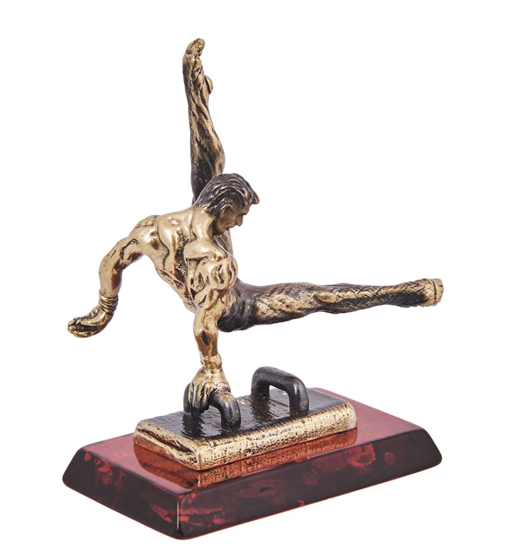 Народные промыслы AM-3206 Фигурка «Гимнаст на кольце» (латунь, янтарь)