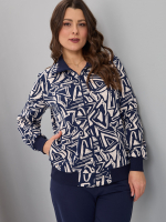 Костюм с брюками КБ-184/синий-треугольникиабстракция