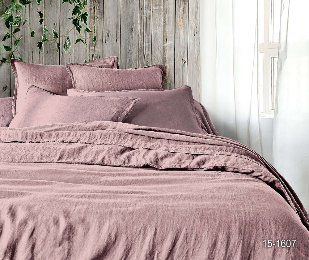 КПБ Дуэт с простыней на рез. 180х200 ВАРЕНЫЙ ХЛОПОК "Розовый меланж"