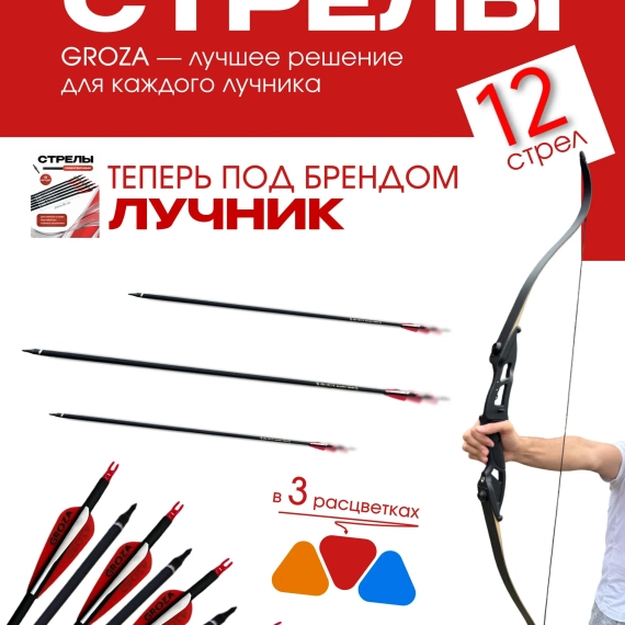 Стрелы для лука охотничьи 80см микс карбоновые спортивные GROZA (Синие 6шт.)