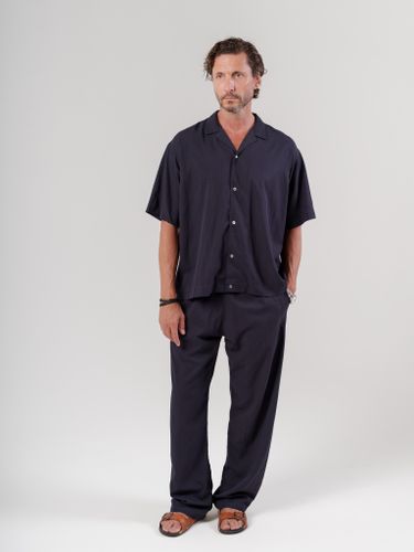 Синий хлопковый костюм Heathen с шортами и брюками