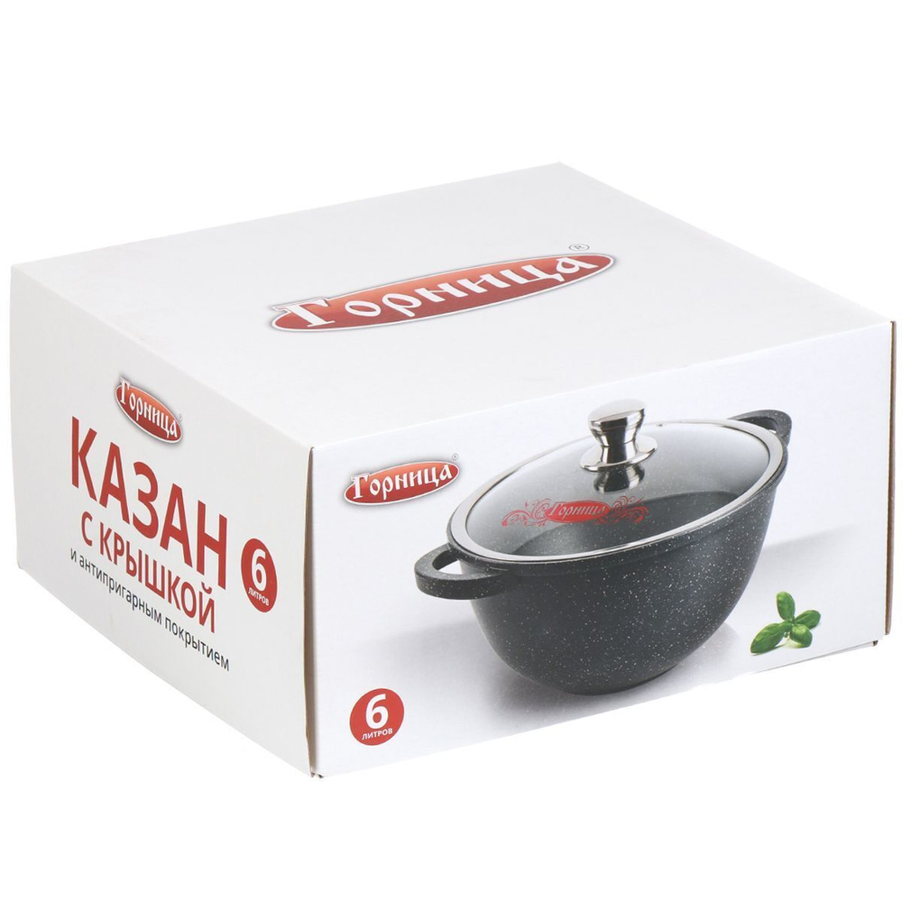 Казан алюминий, антиприг, 6 л, с крыш, Горница, кн4282а
