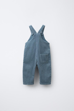 ZARA КОМБИНЕЗОН ИЗ ПЛОТНОГО ВЕЛЬВЕТА, СИНИЙ