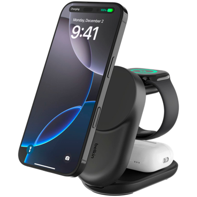 BELKIN 25w Qi2 3-IN-1 Foldable Charger, Black