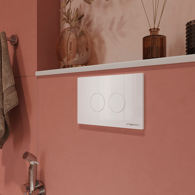 Кнопка смыва для унитаза STWORKI Хельсинки 500470 пластик, цвет глянцевый белый