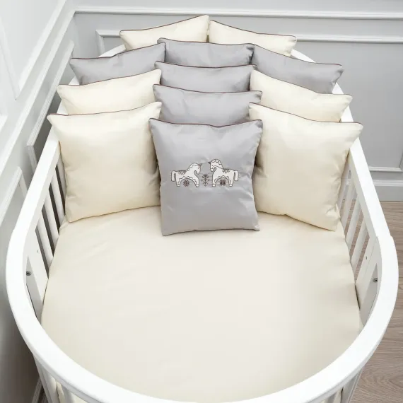 Комплект постельного белья Lollycottons Коники-сны 6 предметов, Серый