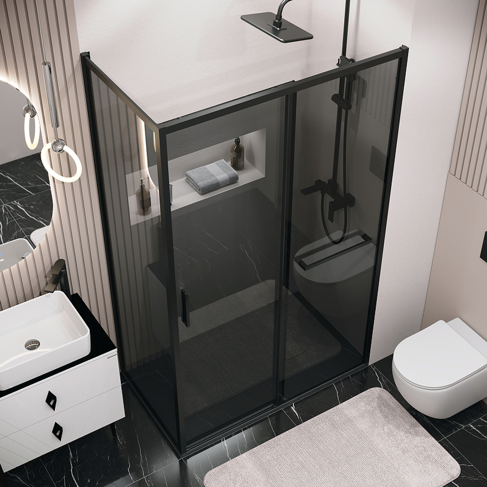 Душевой уголок Grossman Style 130х70 120.K33.05.1370.21.10 профиль Черный матовый стекло тонированное