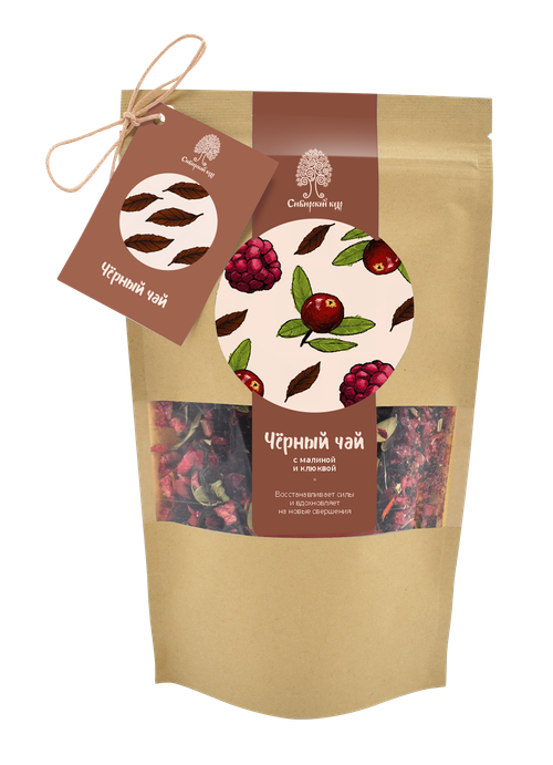 Чай черный с малиной и клюквой / CraftTea / 40 г / Сибирский кедр