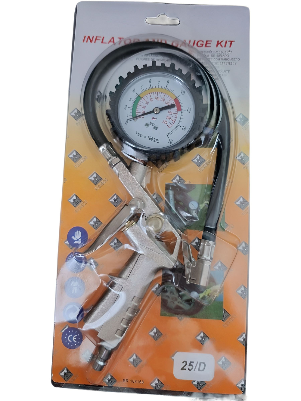 Пистолет для накачки шин с манометром 16 атмосфер