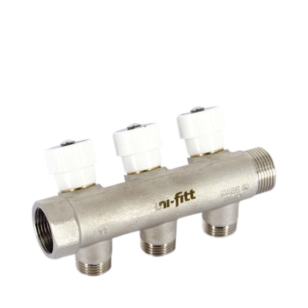 Коллектор UNI-FIT 3/4х1/2 н.р на 3 вых с вентилями