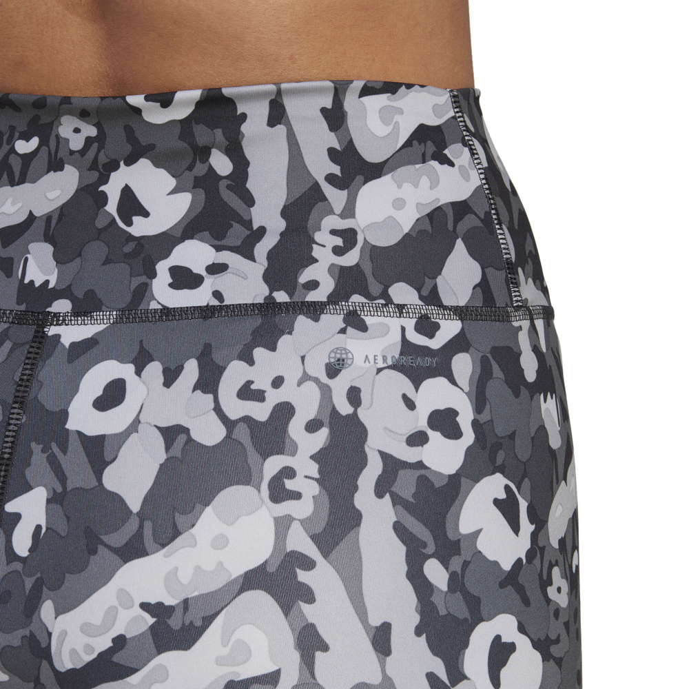 Женские теннисные брюки adidas Essentials Train Printed High-Waisted Tight Women - Dark Grey, White