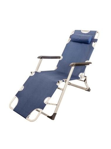 Шезлонг складной с подголовником и подлокотниками (510х1770мм, синий) WMC TOOLS WMC-FG-HY-8007B