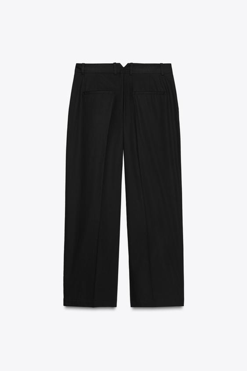 ZARA БРЮКИ ИЗ ПОПЛИНА С ЗАЩИПАМИ, ЧЕРНЫЙ