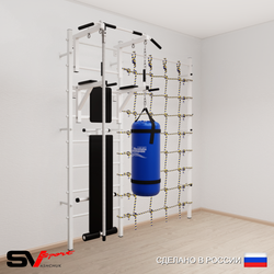 Шведская стенка Sv Sport 58010 (Турник стандарт/Брусья/Скамья/Канат/Цепь/Мешок 15кг/Канатный лаз)