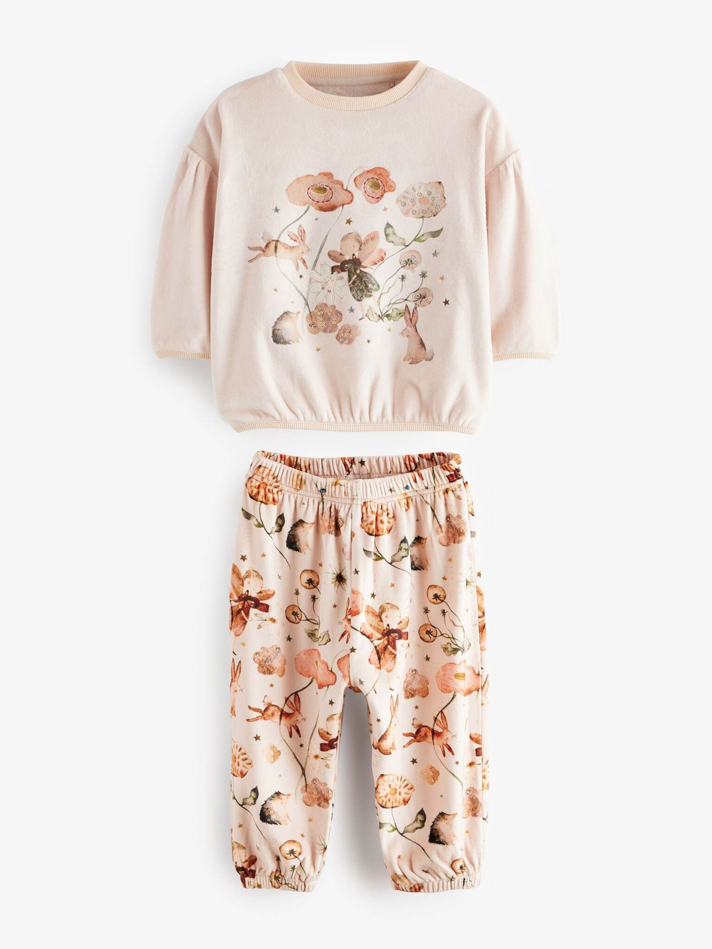 Пижама флисовая для девочки Next B55-964, Кремовый