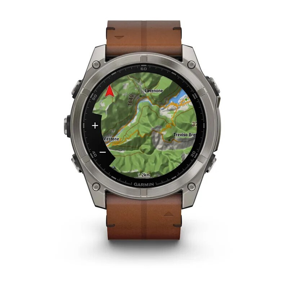 Умные часы Garmin Fenix 8, 51 мм, AMOLED, Sapphire bare Titanium, black with chestnut leather band plus graphite silicone band