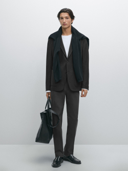 Massimo Dutti Брюки из шерстяной смеси, угольный