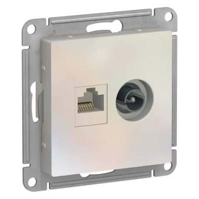 ATLASDESIGN РОЗЕТКА двойная ТВ + компьютерная RJ45 кат. 5e, механизм, ЖЕМЧУГ