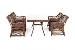 "Латте-140 L" обеденная группа плетеная, цвет коричневый