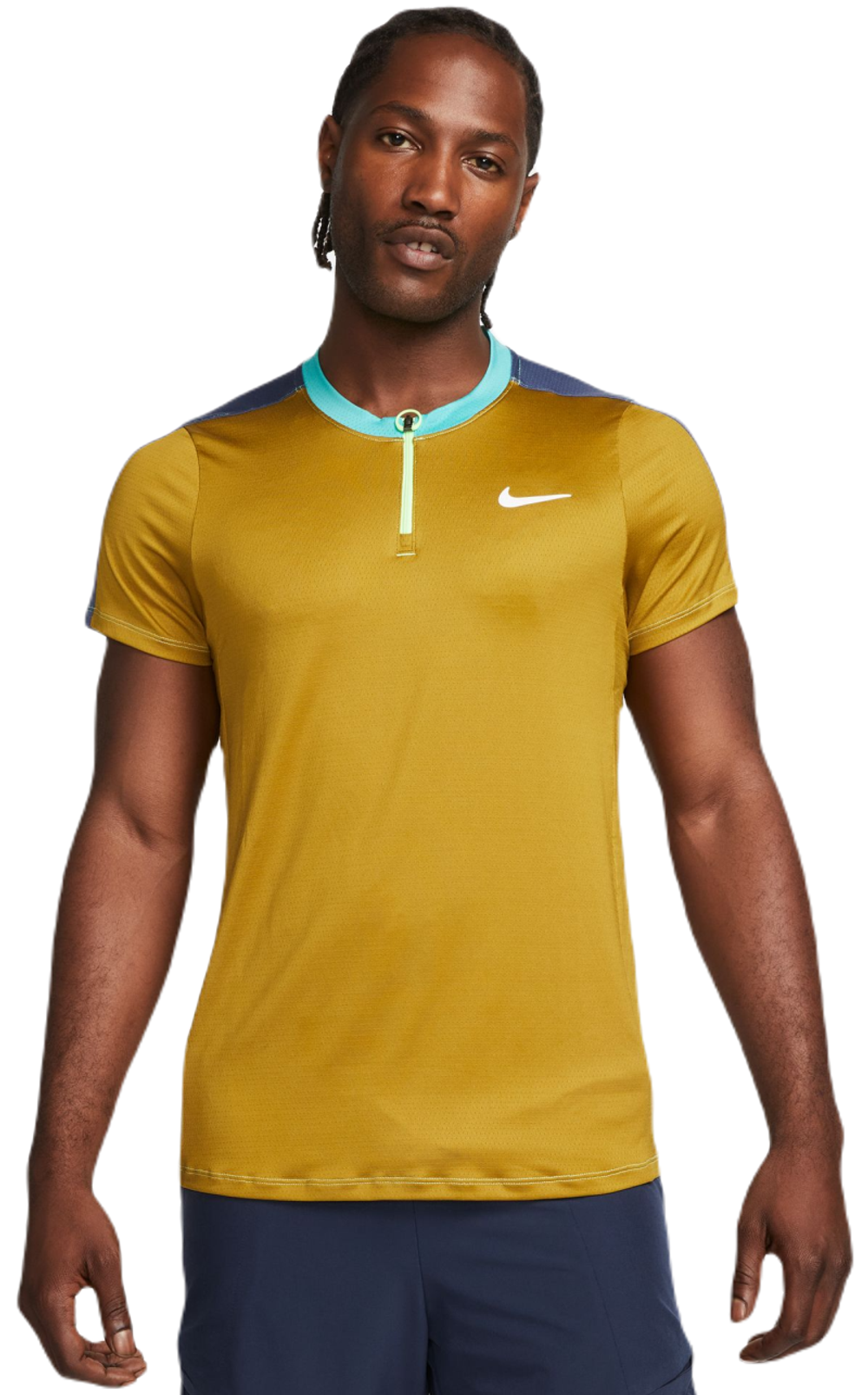 Мужское теннисное поло Nike Court Dri-Fit Advantage Polo - bronzine/diffused blue/washed teal/white