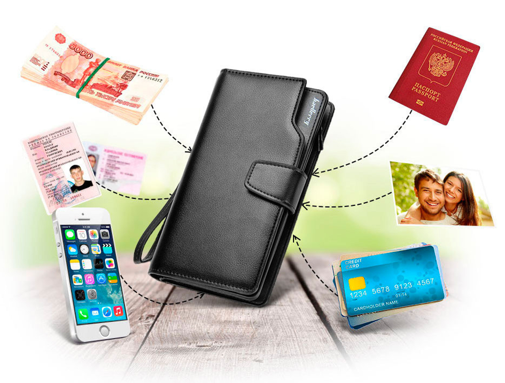 Портмоне мужское чёрное Baellerry Business из искусственной кожи 00100513C