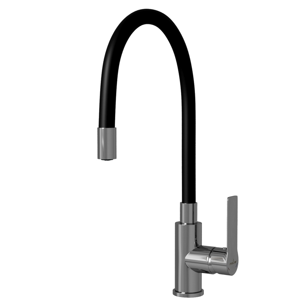 Смеситель для кухни 35к MIXLINE ML35-097 гибкий излив, б/отв, боковая, черный
