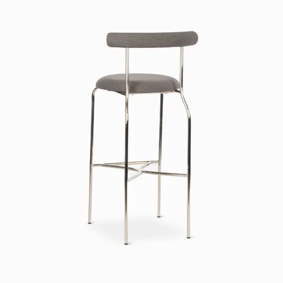 Барный стул Rider, серая ткань, ножки хром