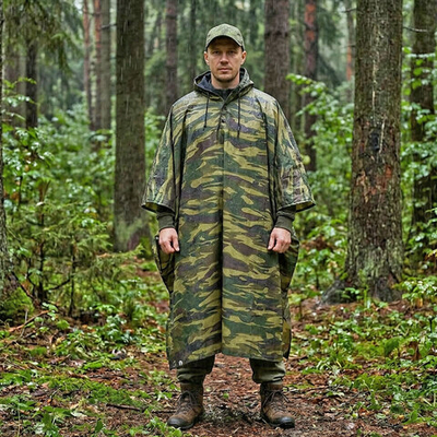 Дождевик-пончо ПВХ сверхпрочный, милитари, с люверсами, 150мк, Nadzor