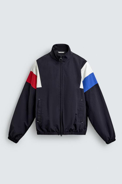 ZARA КУРТКА В СТИЛЕ РЕТРО ИЗ ВЫСОКОТЕХНОЛОГИЧНОЙ ТКАНИ COLOR BLOCK, МОРСКОЙ СИНИЙ