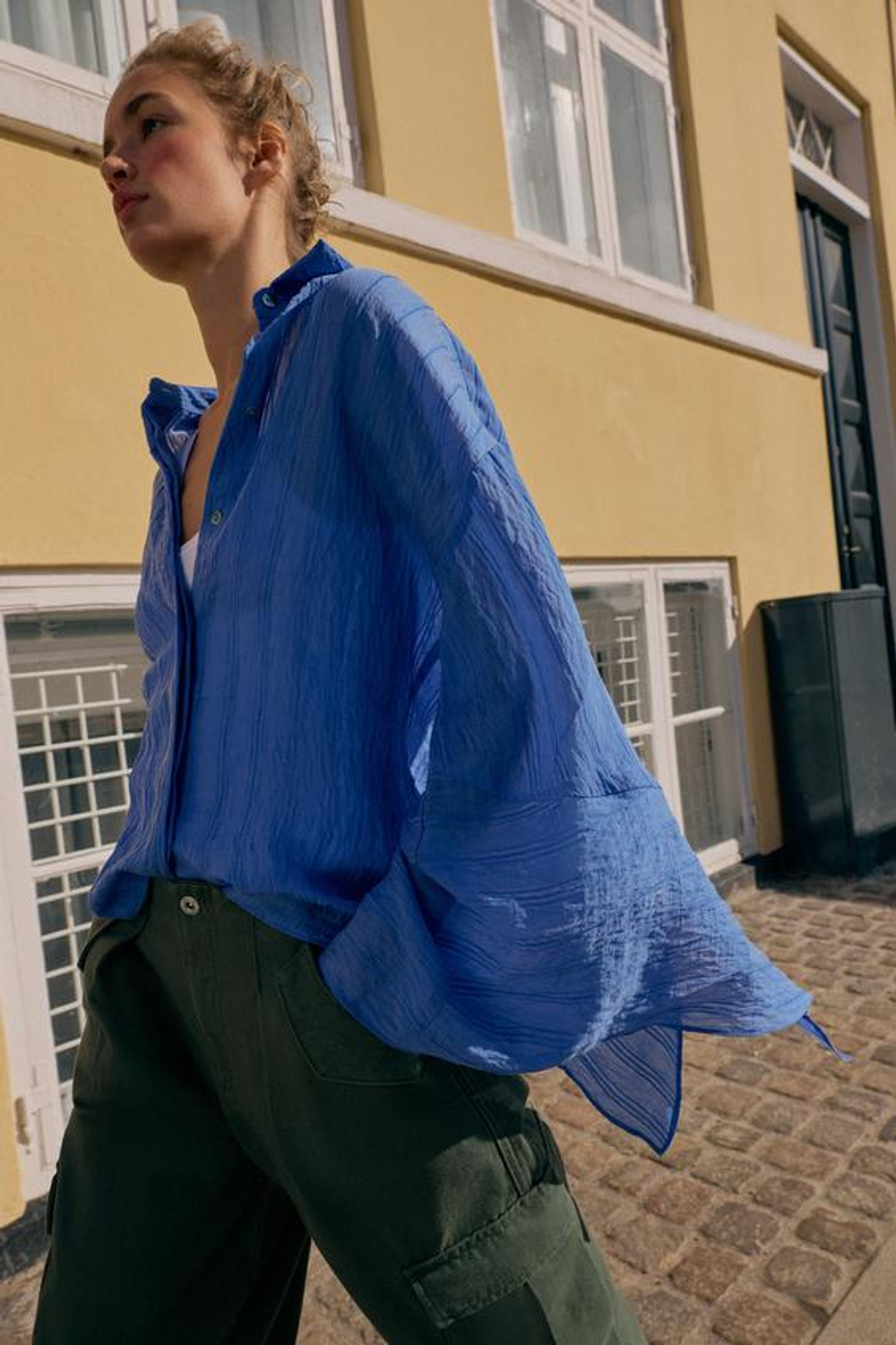 Рубашка в полоску с завязками - ZARA
