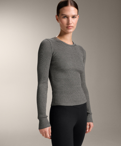 Oysho Футболка Base layer из трикотажа с рельефным узором, черный