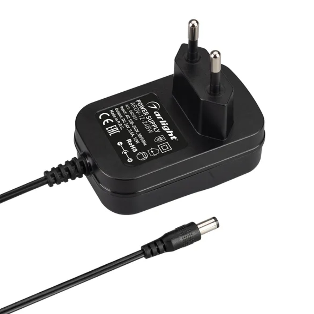 Блок питания ARDV-12-24BW (24V, 0.5A, 12W) (Arlight, Адаптер, 3 года) 040951