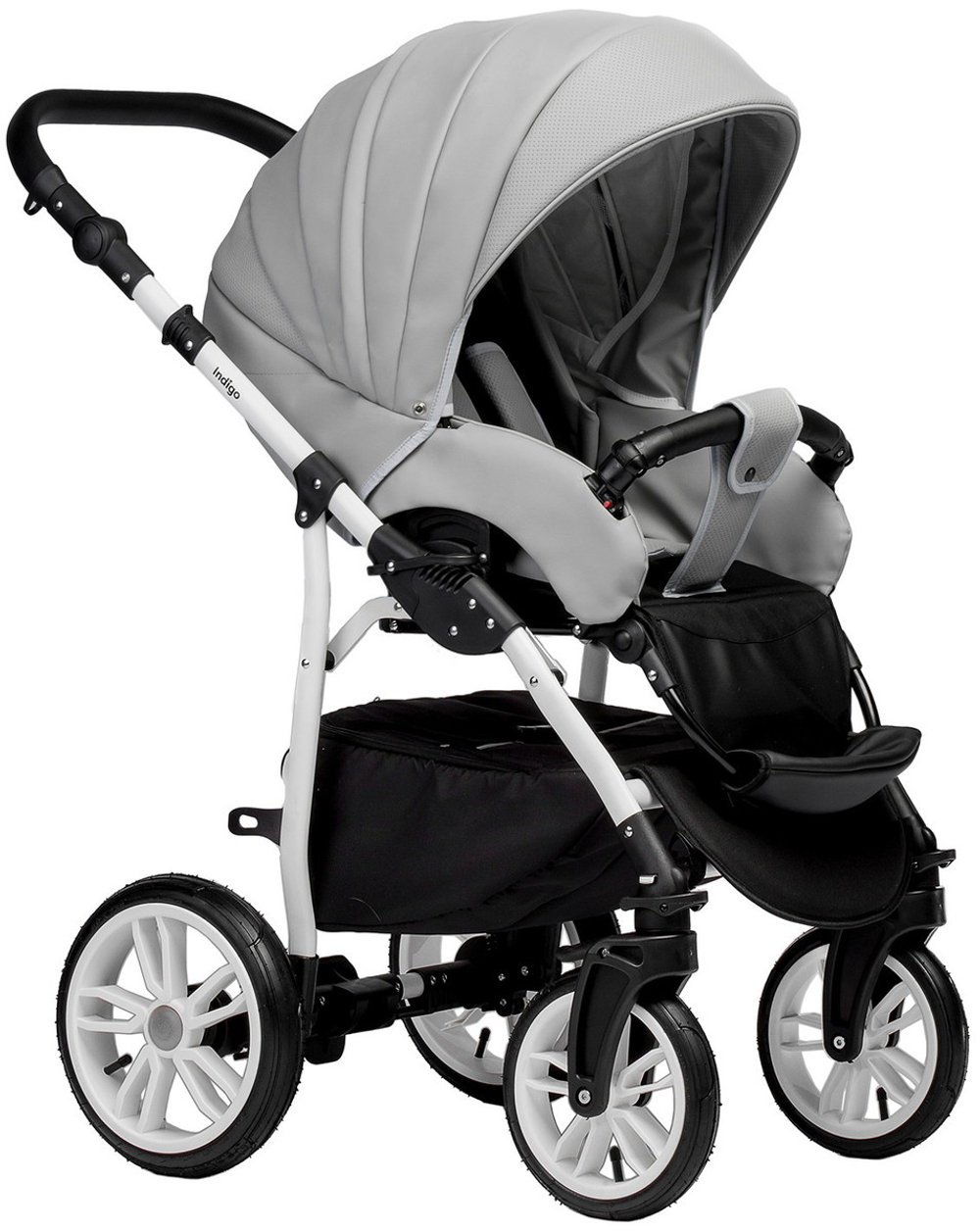 Детская коляска Indigo Indigo Special New 3 в 1 с автокреслом Avionaut Cosmo Beige Is04 серая кожа