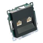 Розетка компьютерная 2-местная RJ-45 (механизм) ,STEKKER ,GLS00-7109-05, серия Катрин, черный 50007