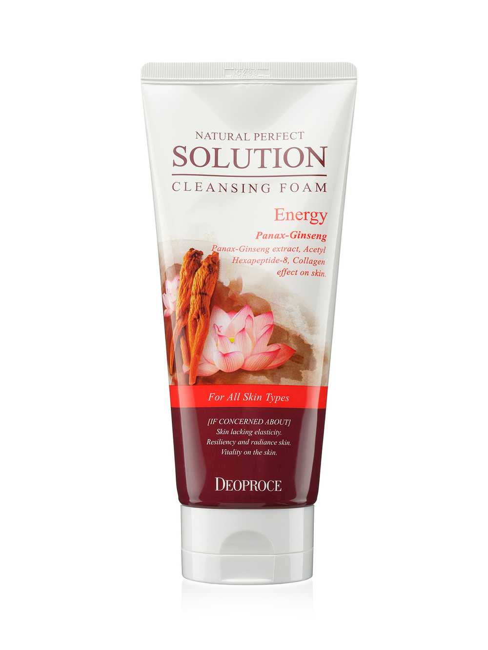 Пенка для умывания красный женьшень Deoproce Natural Perfect Solution Cleansing Foam Energy 170 гр.