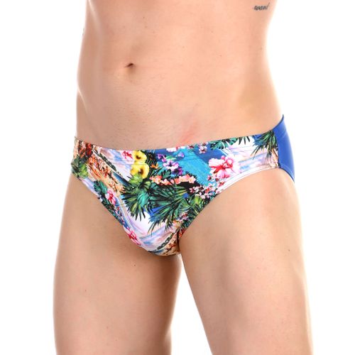 Мужские плавки синие с разноцветным принтом Boefje