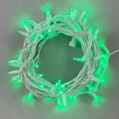 Светодиодная гирлянда с колпачком 75 зеленых LED ламп 10 м., 24В., белый каучуковый провод, IP65, LTC (LL75-8-1G)