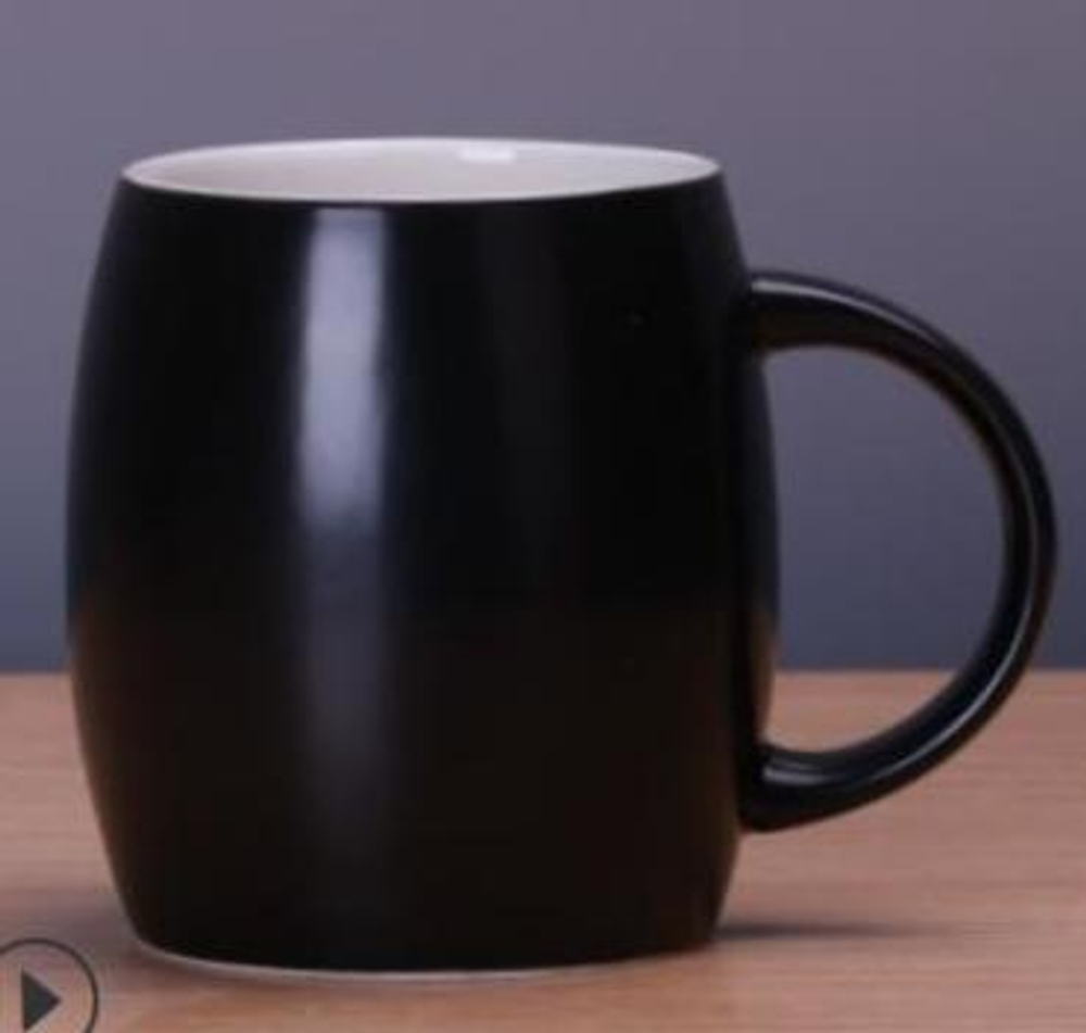 271033 Кружка "Бочонок" h=10см, l=12,5см, 480мл, керамика глян.черный