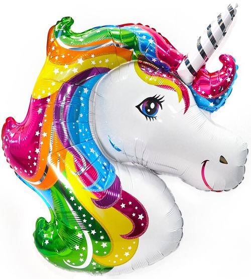 FM (41''/104 см) Фигура, Голова, Радужный Единорог, 1 шт.